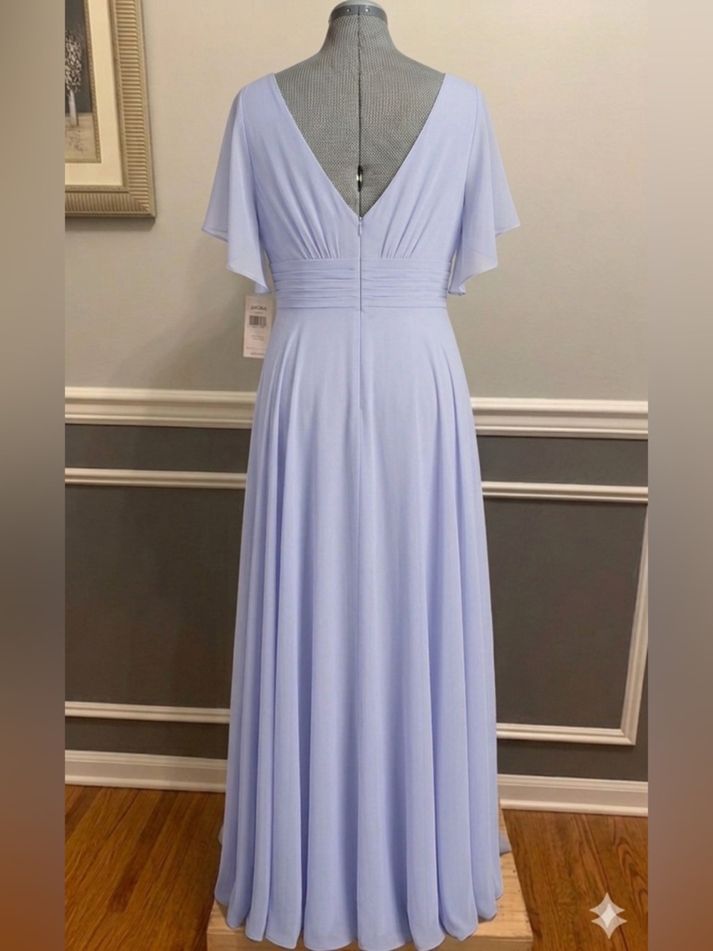 Light Blue Chiffon Gown Floor-Length Flutter Sleeve Woman’s Size 16W NEW (read) - Picture 2 of 13